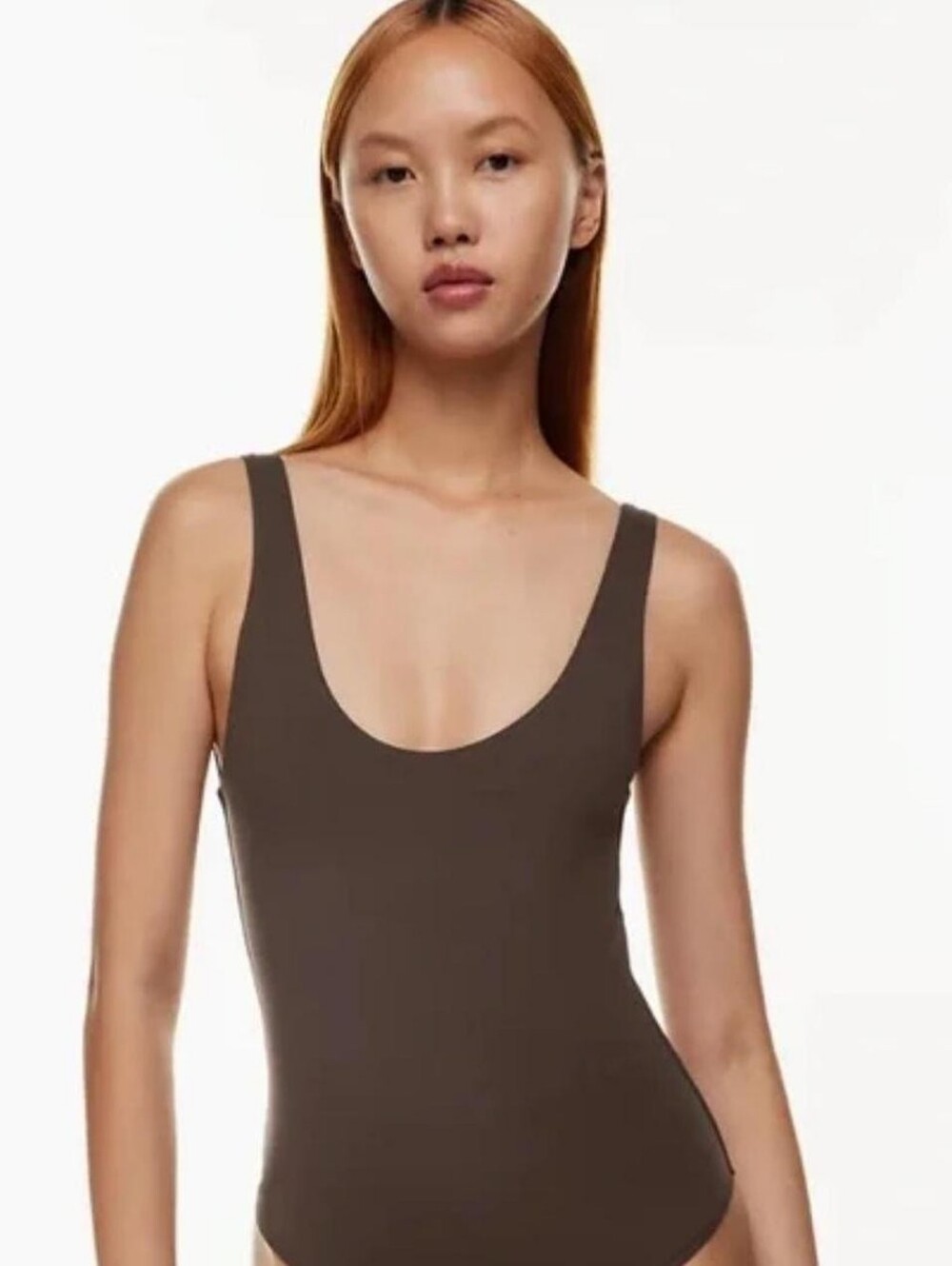 Babaton Contour Brown Scoop Neck Tank Bodysuit Small